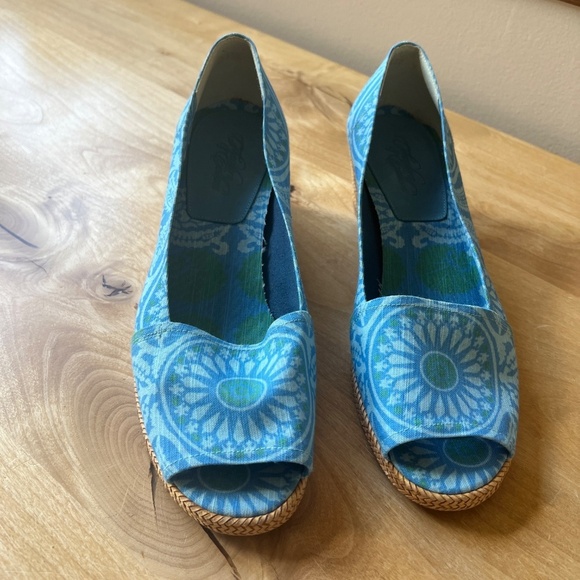 STUART WEITZMAN THEODORA & CALLUM SANDAL 9 ESPADRILLE WEDGE OPEN TOE COASTAL - Picture 4 of 12